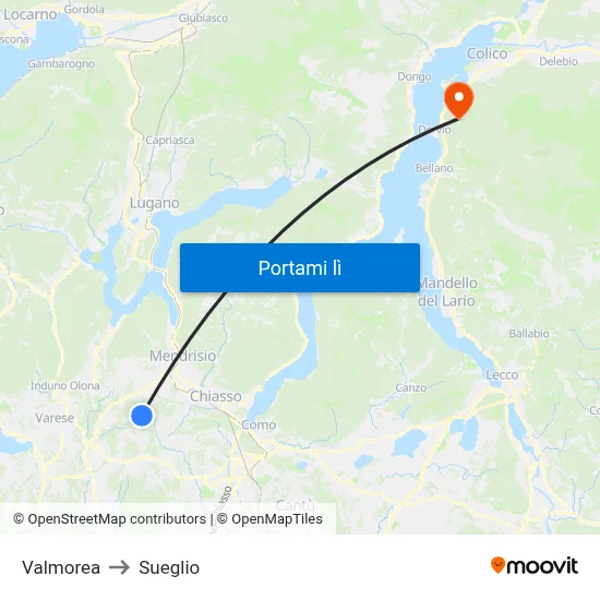 Valmorea to Sueglio map
