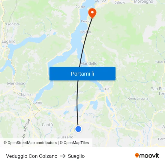 Veduggio Con Colzano to Sueglio map