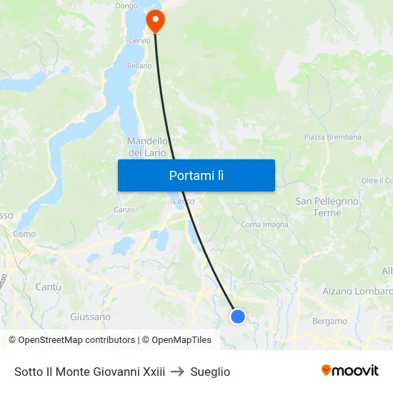 Sotto Il Monte Giovanni Xxiii to Sueglio map