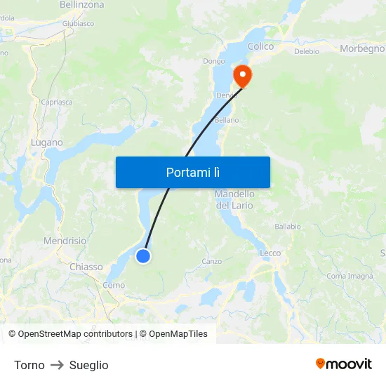 Torno to Sueglio map
