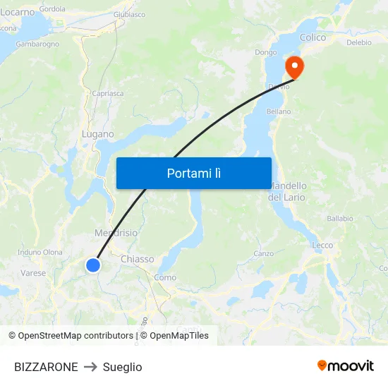 BIZZARONE to Sueglio map