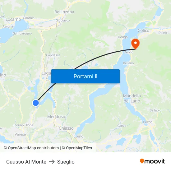 Cuasso Al Monte to Sueglio map