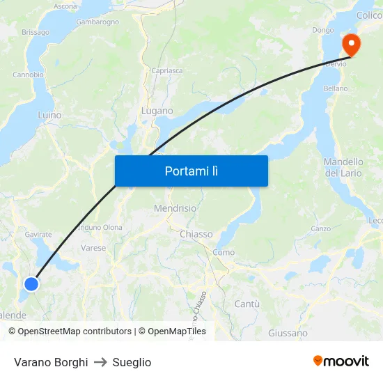 Varano Borghi to Sueglio map