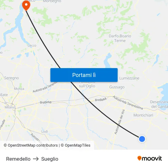 Remedello to Sueglio map