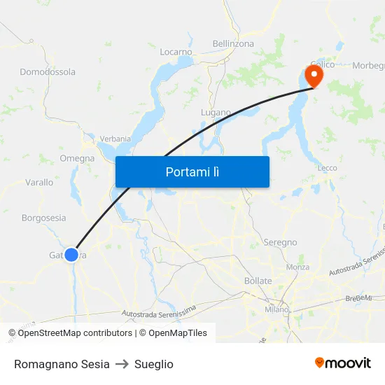 Romagnano Sesia to Sueglio map