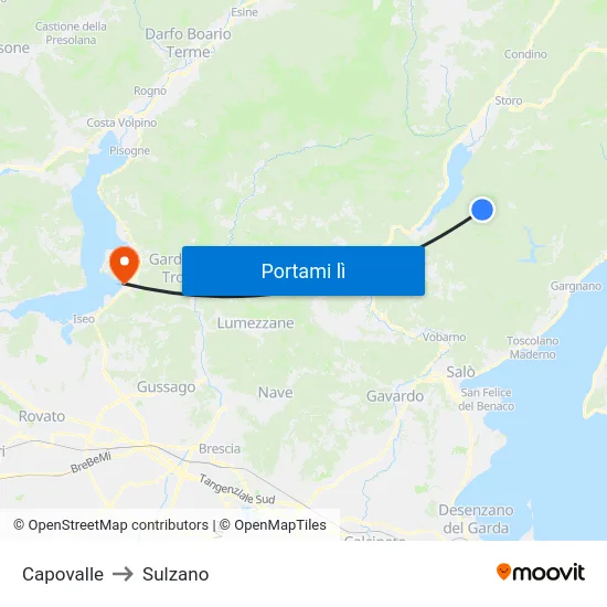 Capovalle to Sulzano map