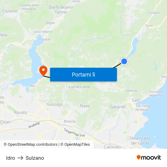 Idro to Sulzano map