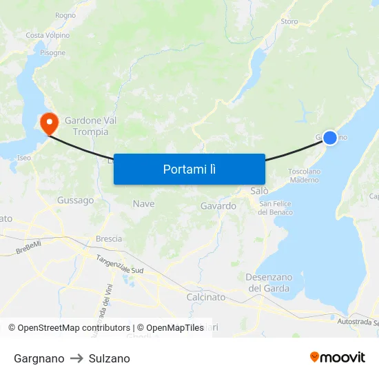 Gargnano to Sulzano map