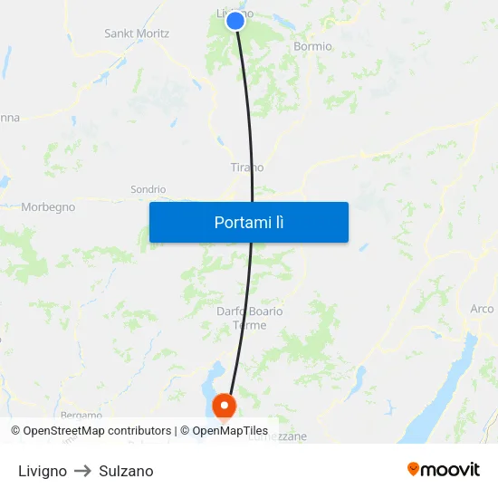 Livigno to Sulzano map