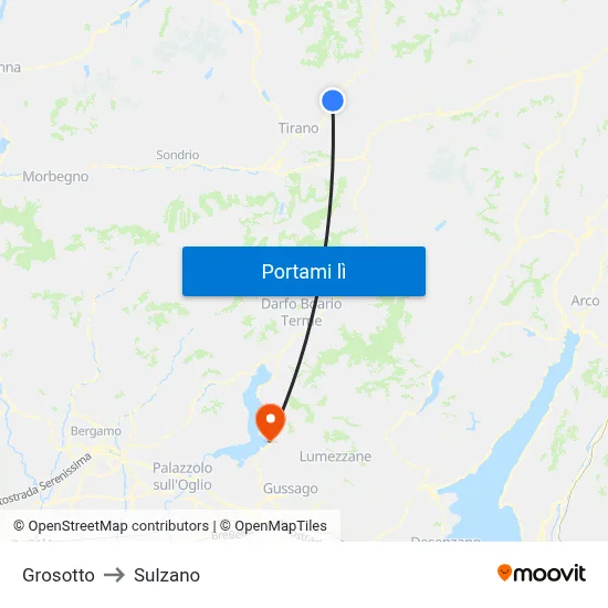 Grosotto to Sulzano map