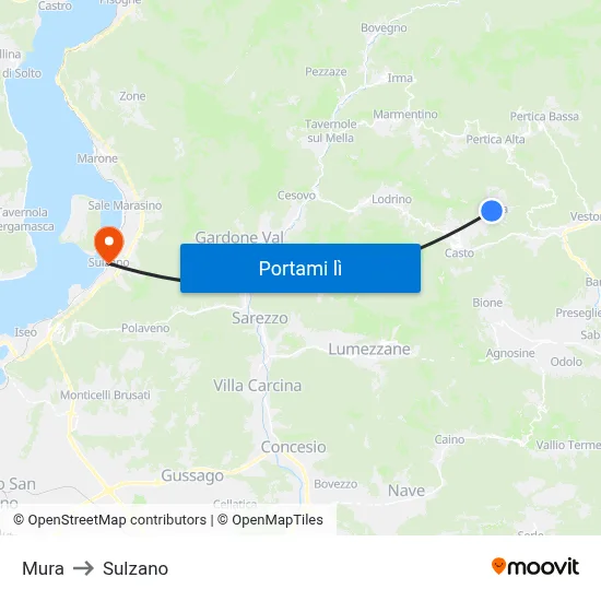 Mura to Sulzano map