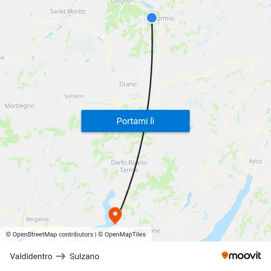 Valdidentro to Sulzano map
