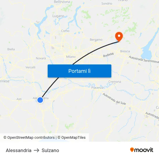 Alessandria to Sulzano map