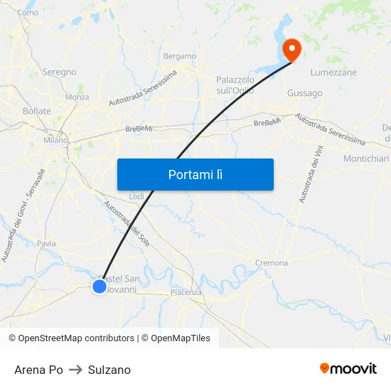Arena Po to Sulzano map