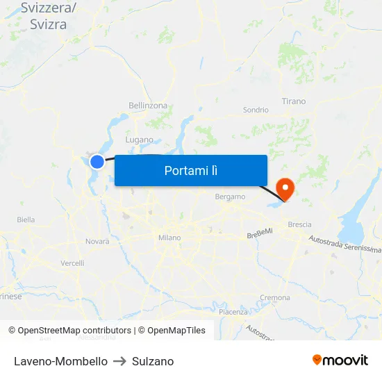 Laveno-Mombello to Sulzano map