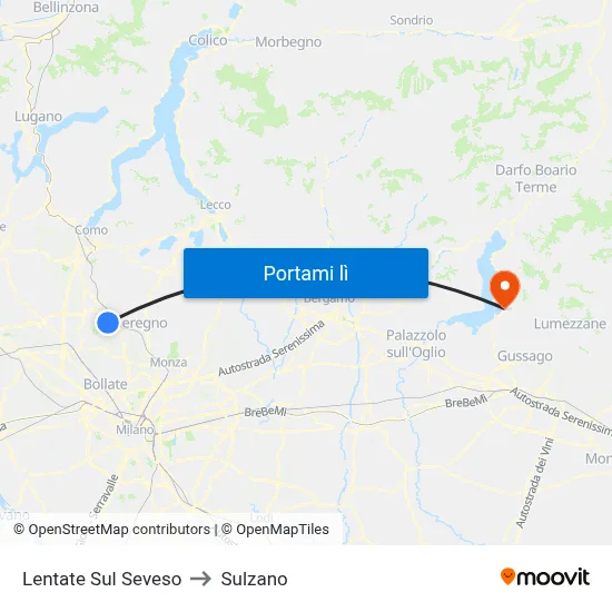 Lentate Sul Seveso to Sulzano map