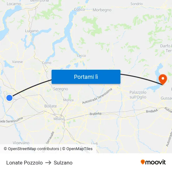 Lonate Pozzolo to Sulzano map