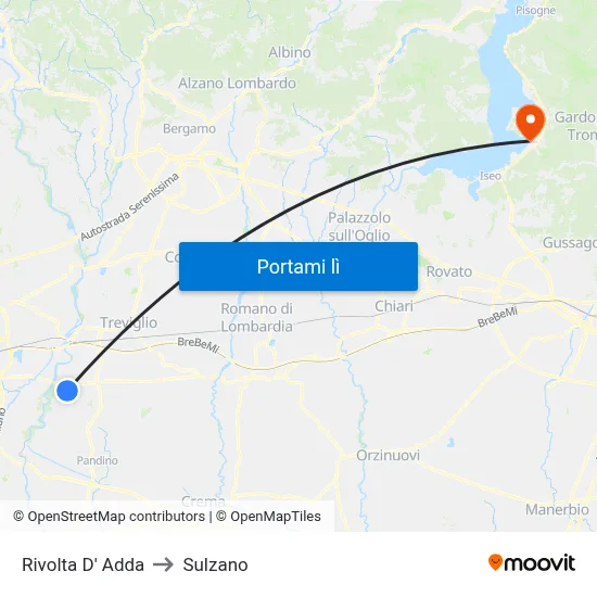 Rivolta D' Adda to Sulzano map