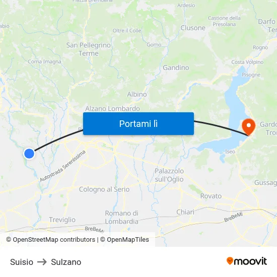 Suisio to Sulzano map
