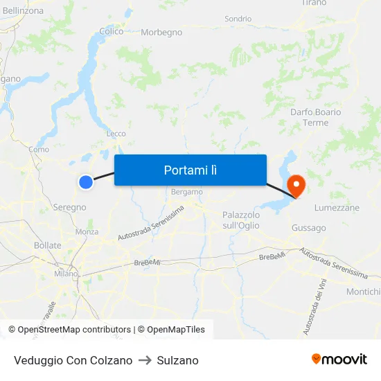 Veduggio Con Colzano to Sulzano map