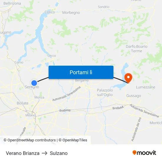 Verano Brianza to Sulzano map