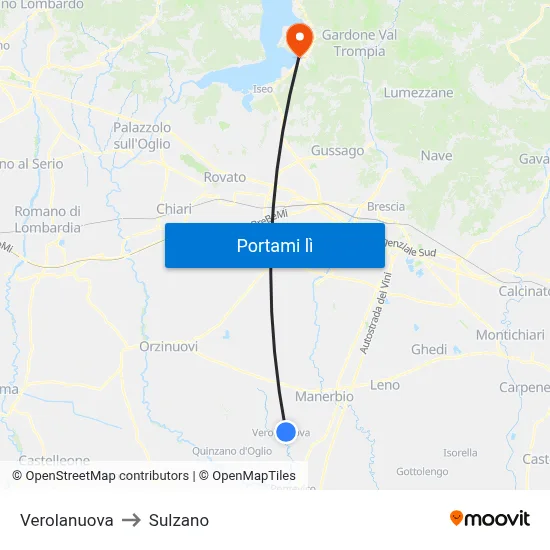 Verolanuova to Sulzano map