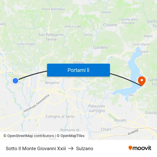 Sotto Il Monte Giovanni Xxiii to Sulzano map