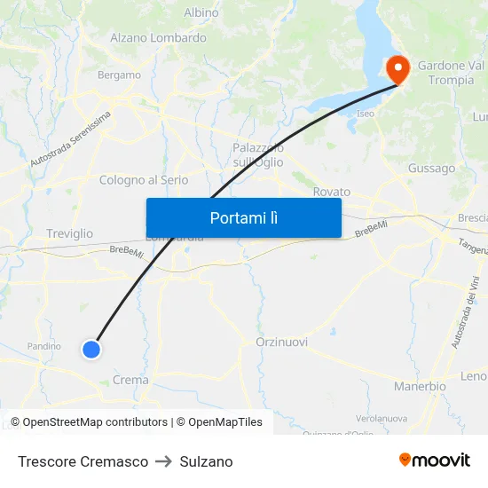 Trescore Cremasco to Sulzano map