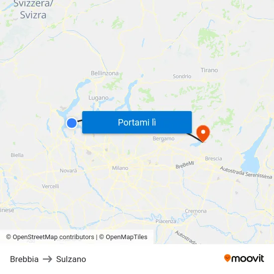 Brebbia to Sulzano map