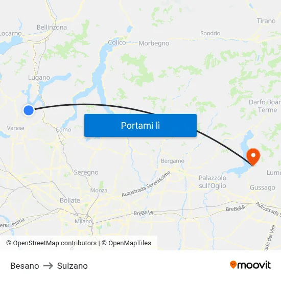 Besano to Sulzano map