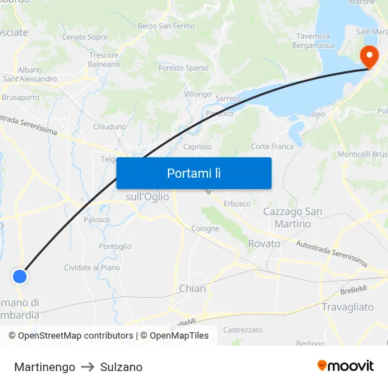 Martinengo to Sulzano map