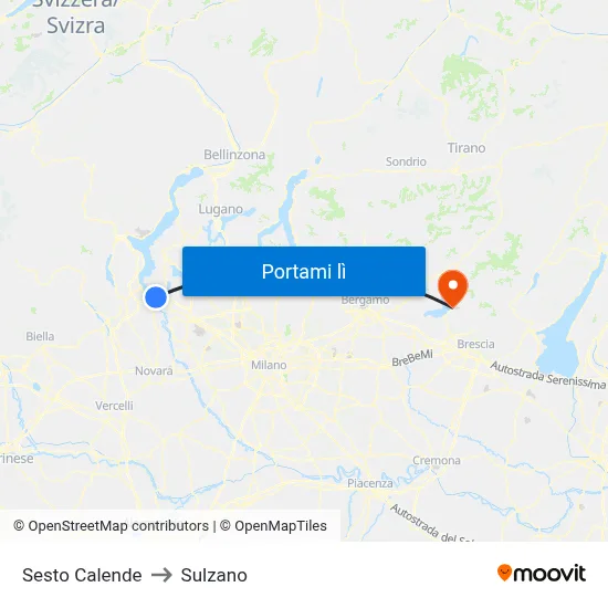 Sesto Calende to Sulzano map