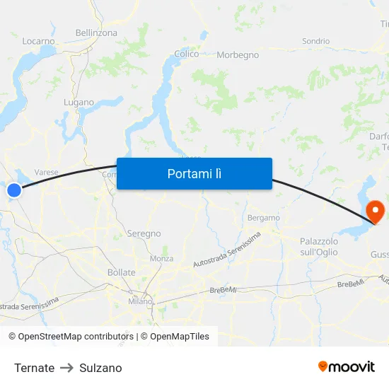 Ternate to Sulzano map