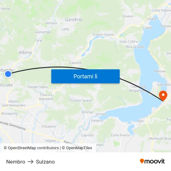 Nembro to Sulzano map