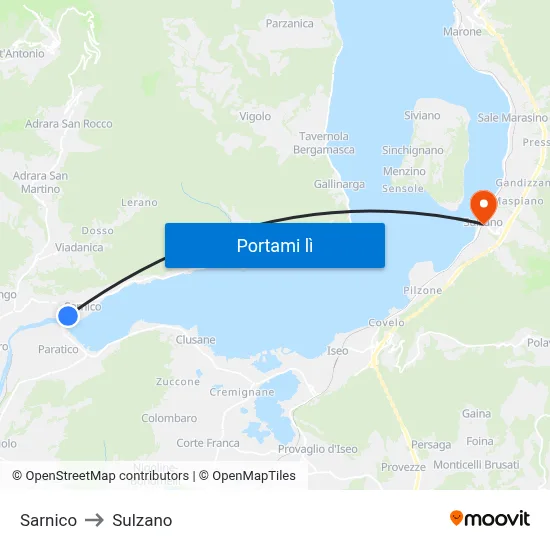 Sarnico to Sulzano map