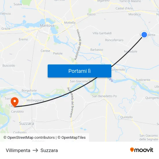 Villimpenta to Suzzara map
