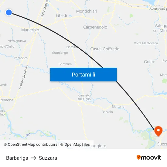 Barbariga to Suzzara map