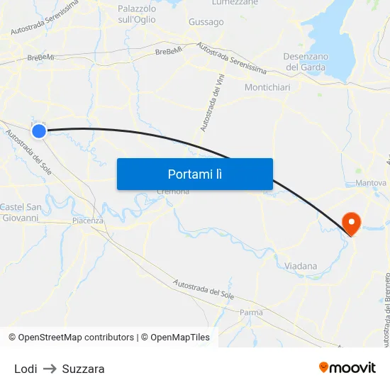 Lodi to Suzzara map