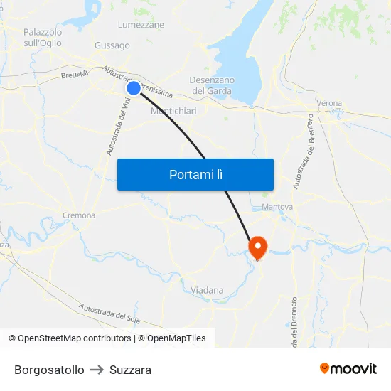 Borgosatollo to Suzzara map