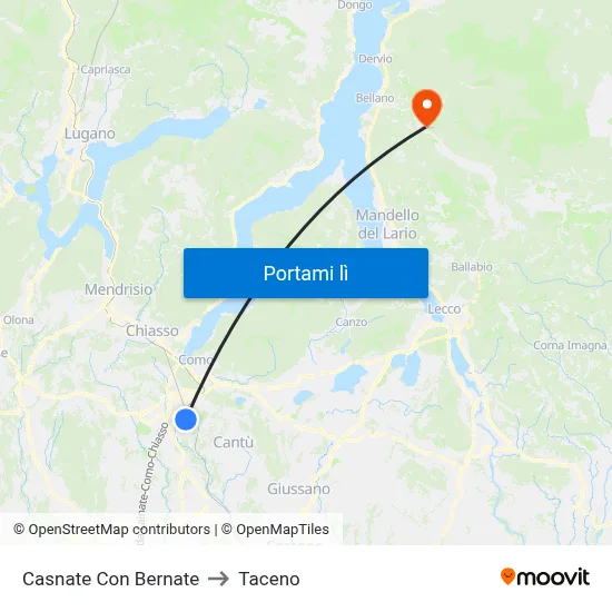 Casnate Con Bernate to Taceno map