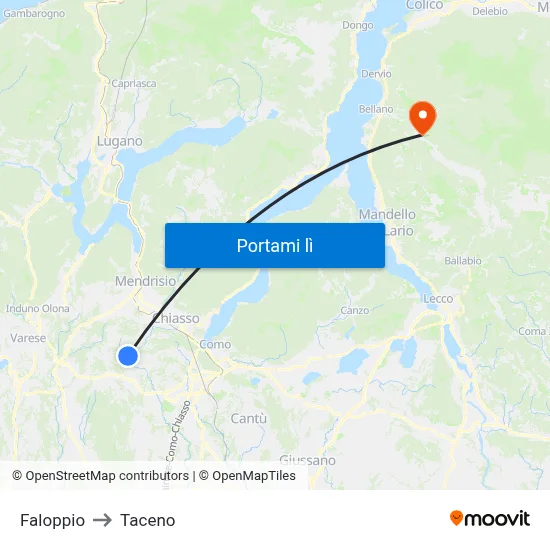 Faloppio to Taceno map