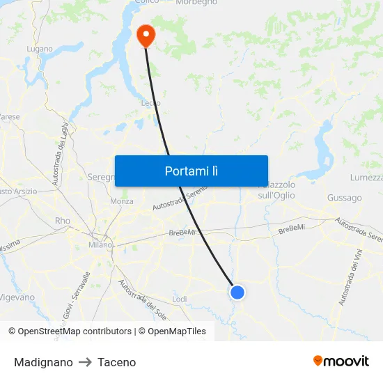 Madignano to Taceno map