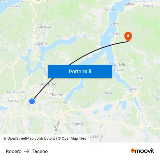 Rodero to Taceno map