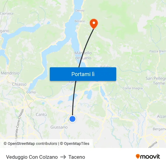 Veduggio Con Colzano to Taceno map