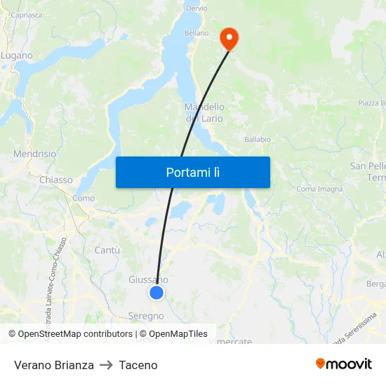 Verano Brianza to Taceno map