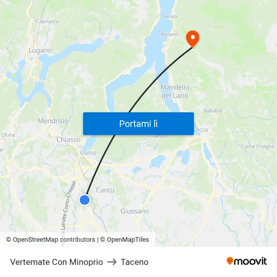 Vertemate Con Minoprio to Taceno map