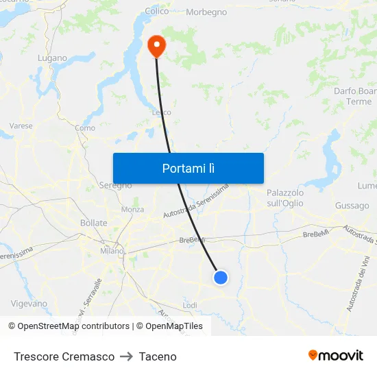 Trescore Cremasco to Taceno map