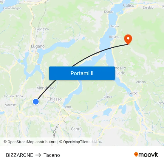 BIZZARONE to Taceno map