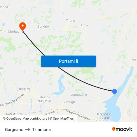 Gargnano to Talamona map