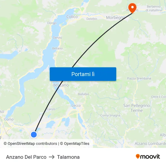 Anzano Del Parco to Talamona map